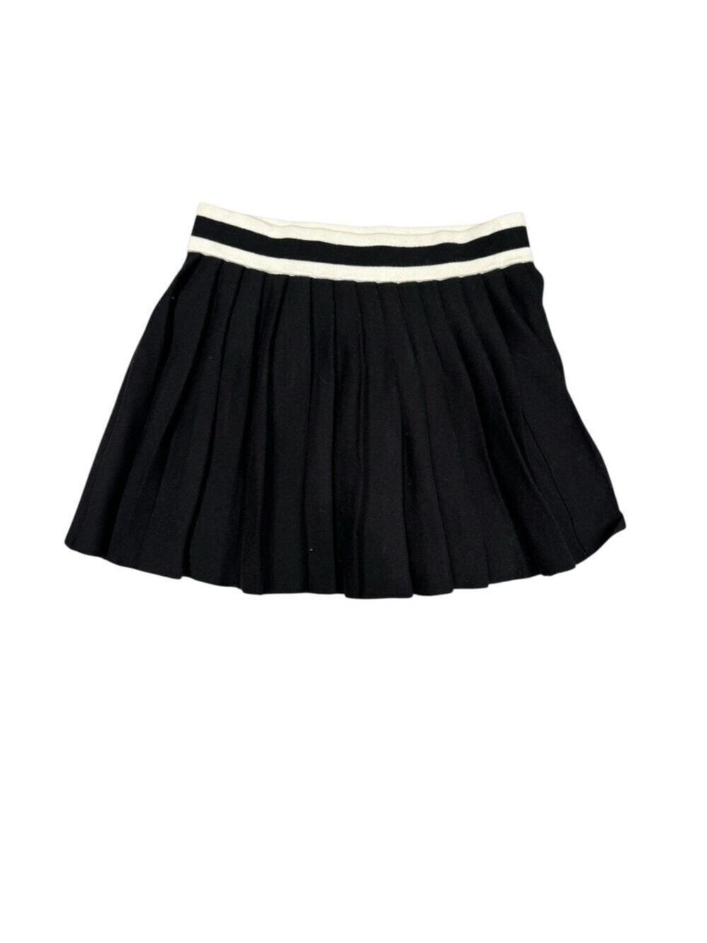 AERIE Black Knit Pleated Mini Skirt with White Trim - size S